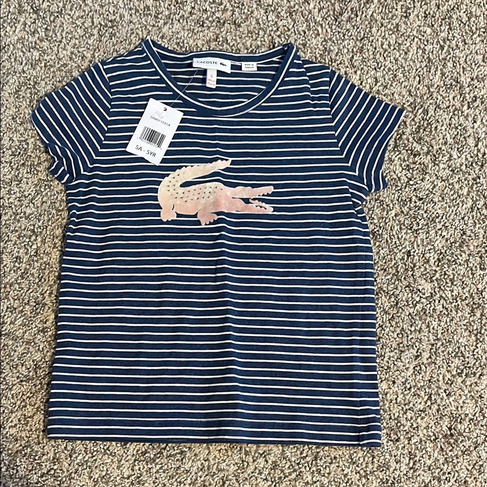 Lacoste Kids Navy Striped Tee